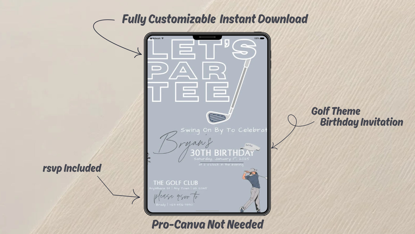 Digital Golf Themed Party Invitation Template