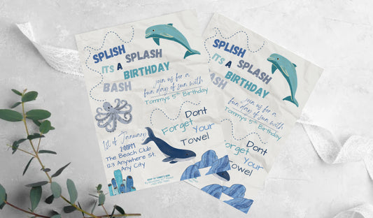 Digital Slpish Splash Summer Birthday Invitation Template